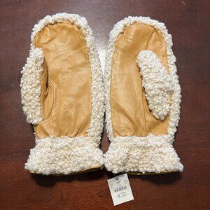 J CREW x PORTOLANO SHEARLING MITTENS SIZE M/L NWT